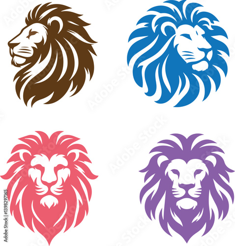 set of lion heads