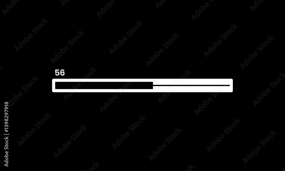 Beautiful Abstract loading progress bar icon animation 0 to 100 percent on black background