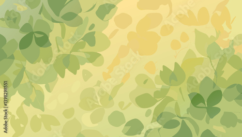 Spring equinox watercolor background in soft green and yellow hues, symbolizing rebirth and renewal with seamless blending and copy space