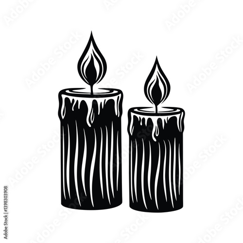 Candle with flame extinguished icon silhouette vector with white background