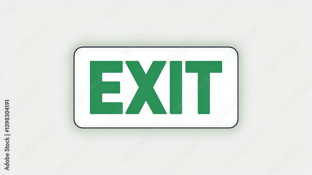 Green Emergency Exit Sign on White Background Green Emergency Exit Sign on White Background