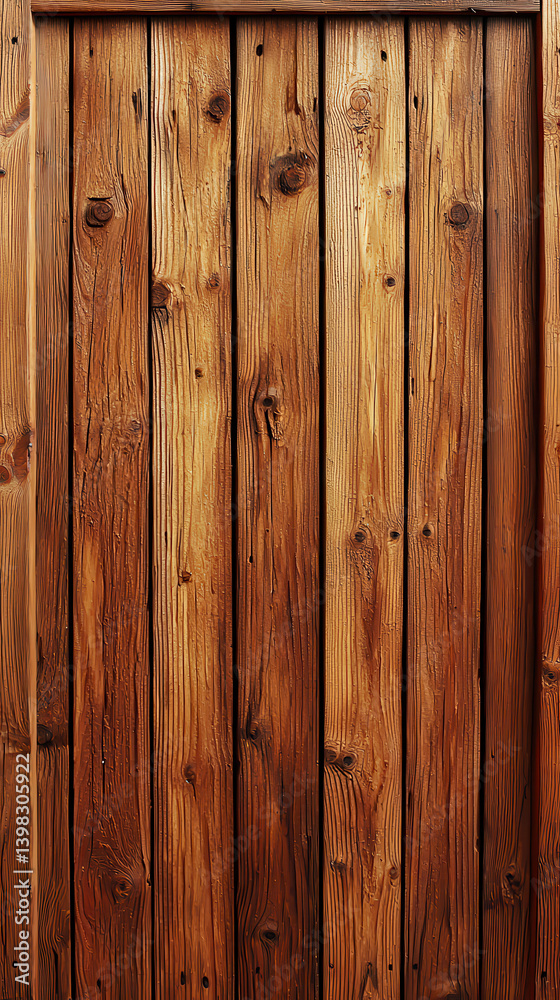 Naklejka premium A rich dark brown vertical wood plank background texture shows natural grain detail perfect for rustic designs and projects needing a warm inviting aesthetic appeal.