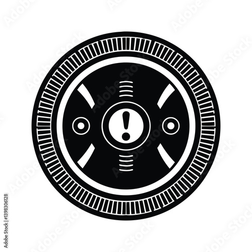 Carbon monoxide alarm icon silhouette vector with white background