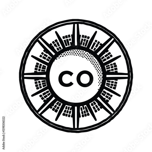 Carbon monoxide alarm icon silhouette vector with white background