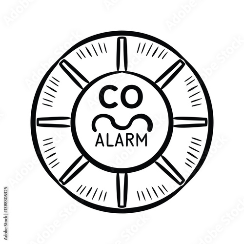 Carbon monoxide alarm icon silhouette vector with white background