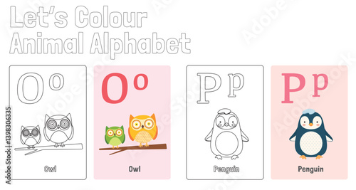 Wallpaper Mural ABC Animal Alphabet Colouring Page for Kids learning English,  Flash Card Set, Animal Name, Vector Illustration Torontodigital.ca