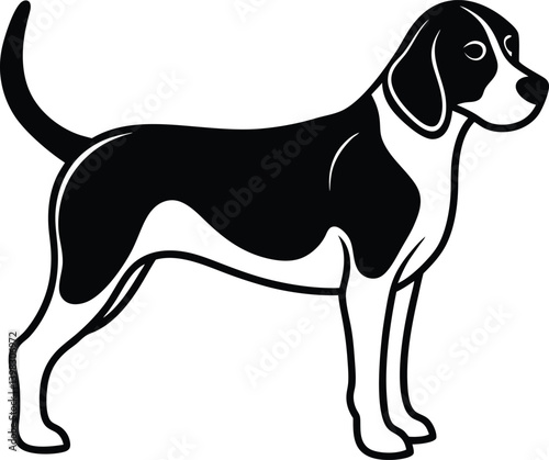 beagle dog vector illustration silhouette vector on white background.