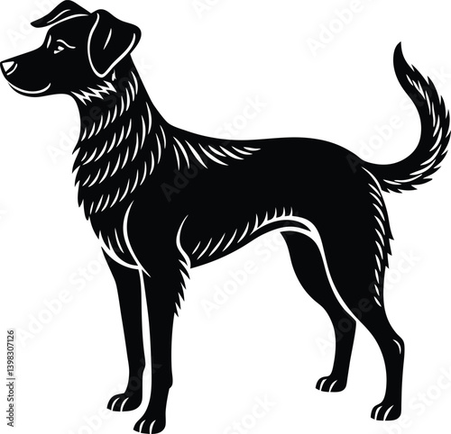 vector illustration of a dog silhouette vector on white background.