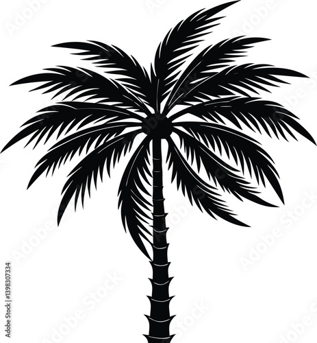 silhouette of palm tree vector on white background.