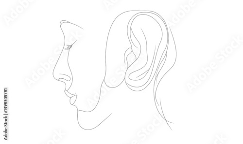 Minimalist Ear Silhouette Continuous Line Art Illustration for Modern Design Concepts