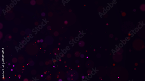 Abstract dust particles with blue light on dark background. Science backdrop with moving glittering dots. Flying particles with effect bokeh. 3d rendering.