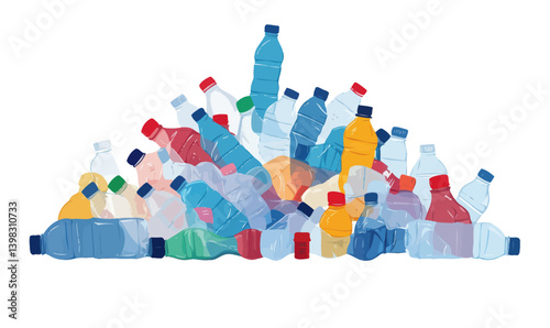 Vector Illustration of Pile of Plastic Bottles Highlighting Environmental Waste Concerns