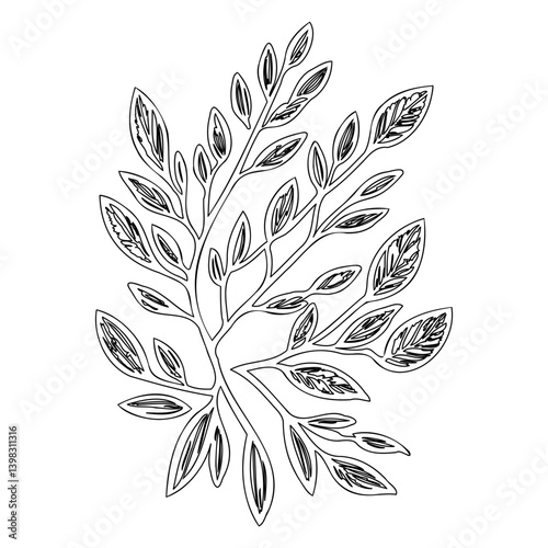 Elegant botanical line art showcasing delicate leaf patterns and organic forms