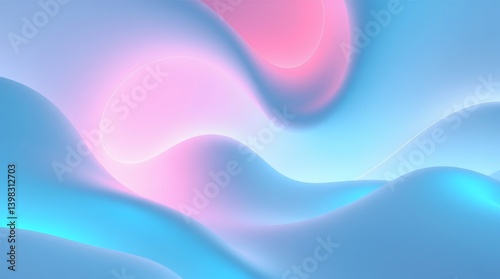 A digitally created image features soft, pastel waves in shades of blue and pink. This abstract background, suitable for graphic resources, offers a calming, modern aesthetic.

