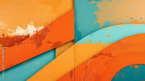 Abstract graphic design in orange and blue. The design is an illustration of graphic resources that can be uploaded to a creative platform.


