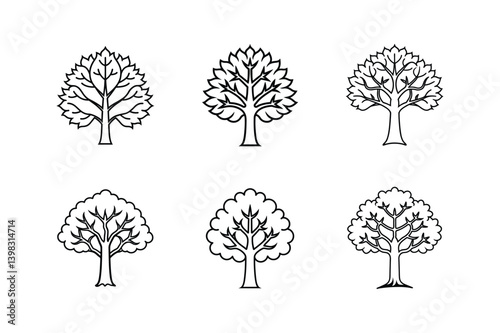 sycamore tree line art vector illustration