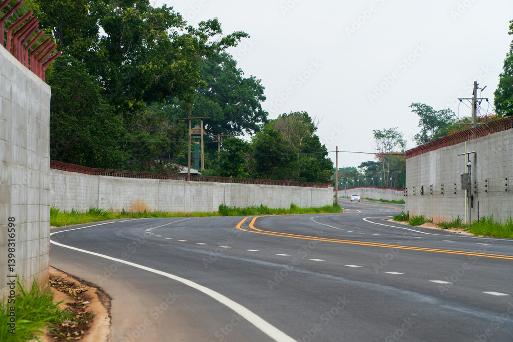 Fototapeta premium The road is paved with winding curves.