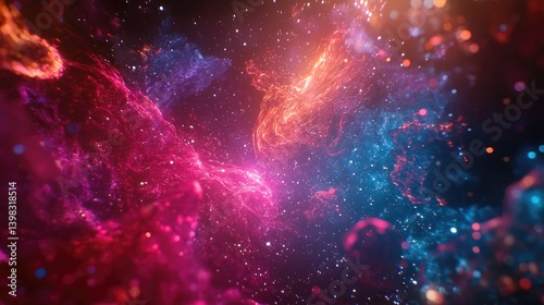 Cosmic Nebula Red Blue Stellar Cloudscape