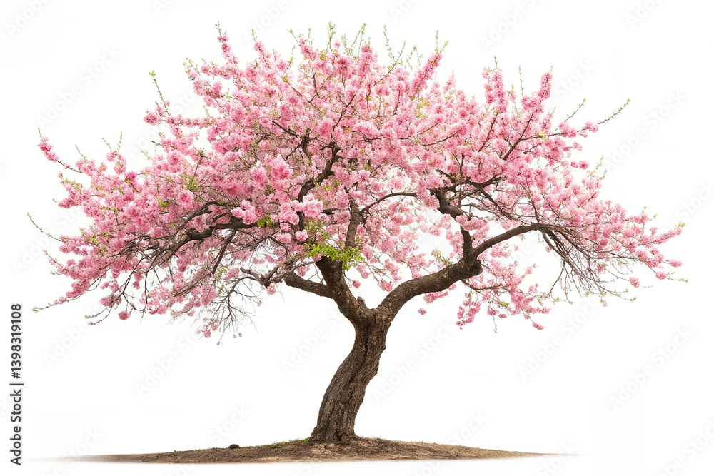 Obraz premium Vibrant Peach Tree isolated on white background. A colorful and vibrant peach tree isolated on a white background, perfect for agriculture or food-themed designs