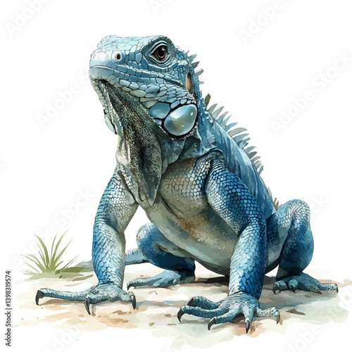 Iguana, watercolor illustration, isolated on a white background.

