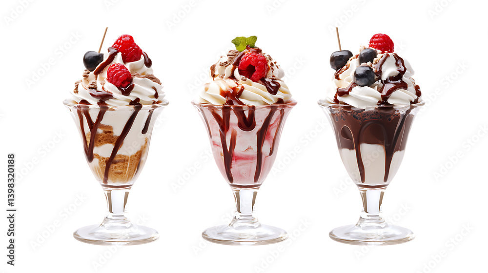 Pack of Sundae Set Against Transparent Background for Dessert or Food Photography Pack of Sundae Set Against Transparent Background for Dessert or Food Photography
