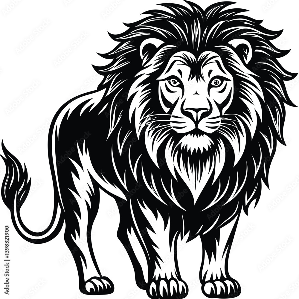 Fototapeta premium lion black and white vector