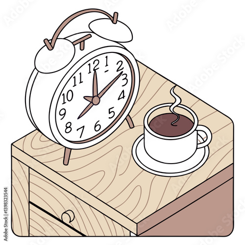Morning Start with Alarm Clock and Coffee Cup for Productivity