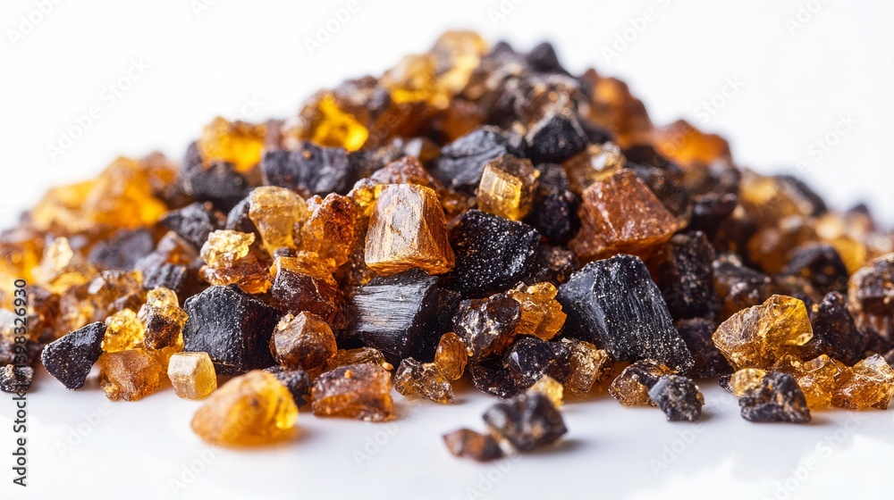 Close-up View of Exquisitely Textured Brown and Amber Crystals, Perfect for Culinary Delights Close-up View of Exquisitely Textured Brown and Amber Crystals, Perfect for Culinary Delights