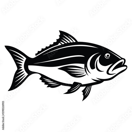 Cod fish silhouette vector pure black color cod fish illustration