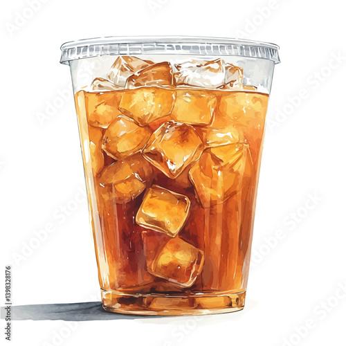watercolor of Iced Horchata Latte, vector, isolated on a white background.