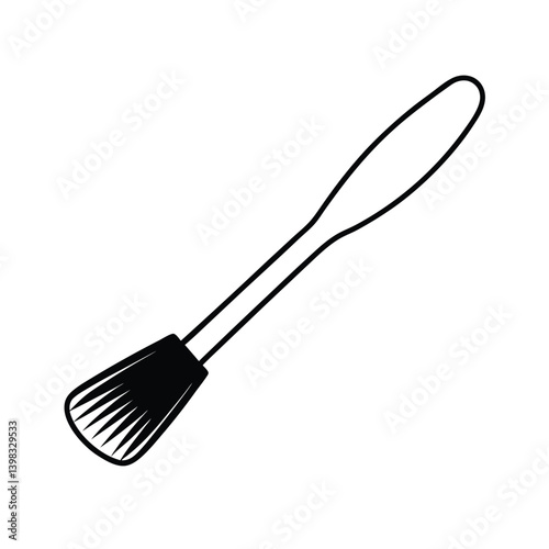 Black And White Vector Graphic Of A Pastry Brush Kitchen Utensil