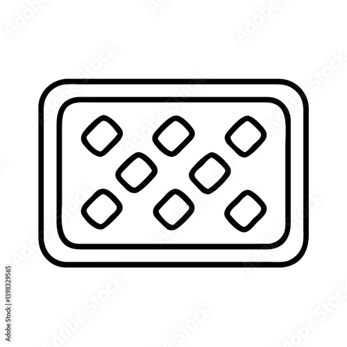 Ice cube tray vector illustration for frozen water and beverages outline drawing template design