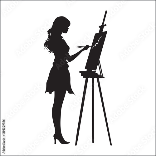 female artist silhouette painter