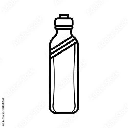 Black And White Outline Of Sports Water Bottle For Athletic Use