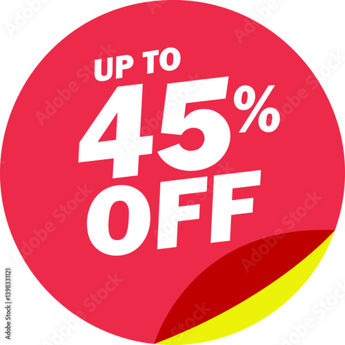 Special mega offer discount label icon. Sale off percent, discount special offer price promotion tag, 45 percent discount vector isolated on transparent background. Vector illustration.