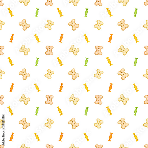 seamless pattern with bones and candies