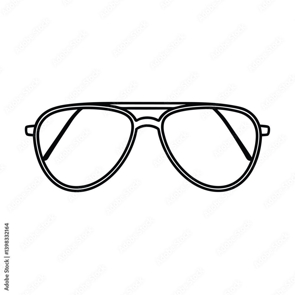 Fototapeta premium Aviator Sunglasses Outline Icon Eyewear Style Fashion Accessory Detailed Design