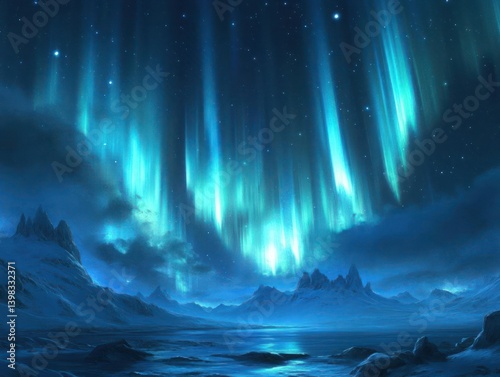 A breathtaking aurora borealis spectacle over a frozen landscape