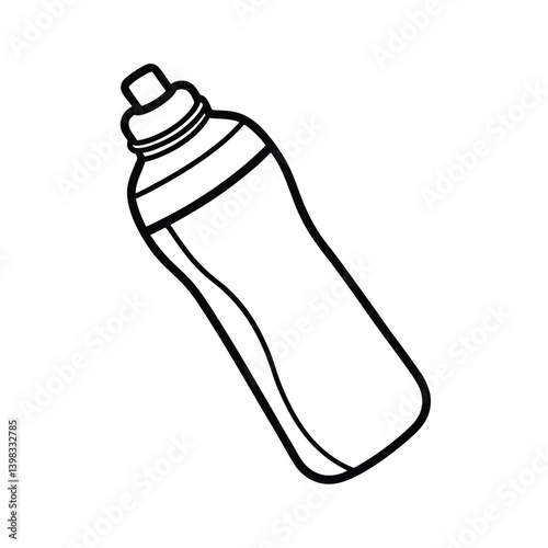 Black And White Outline Illustration Of A Reusable Water Bottle For Sports