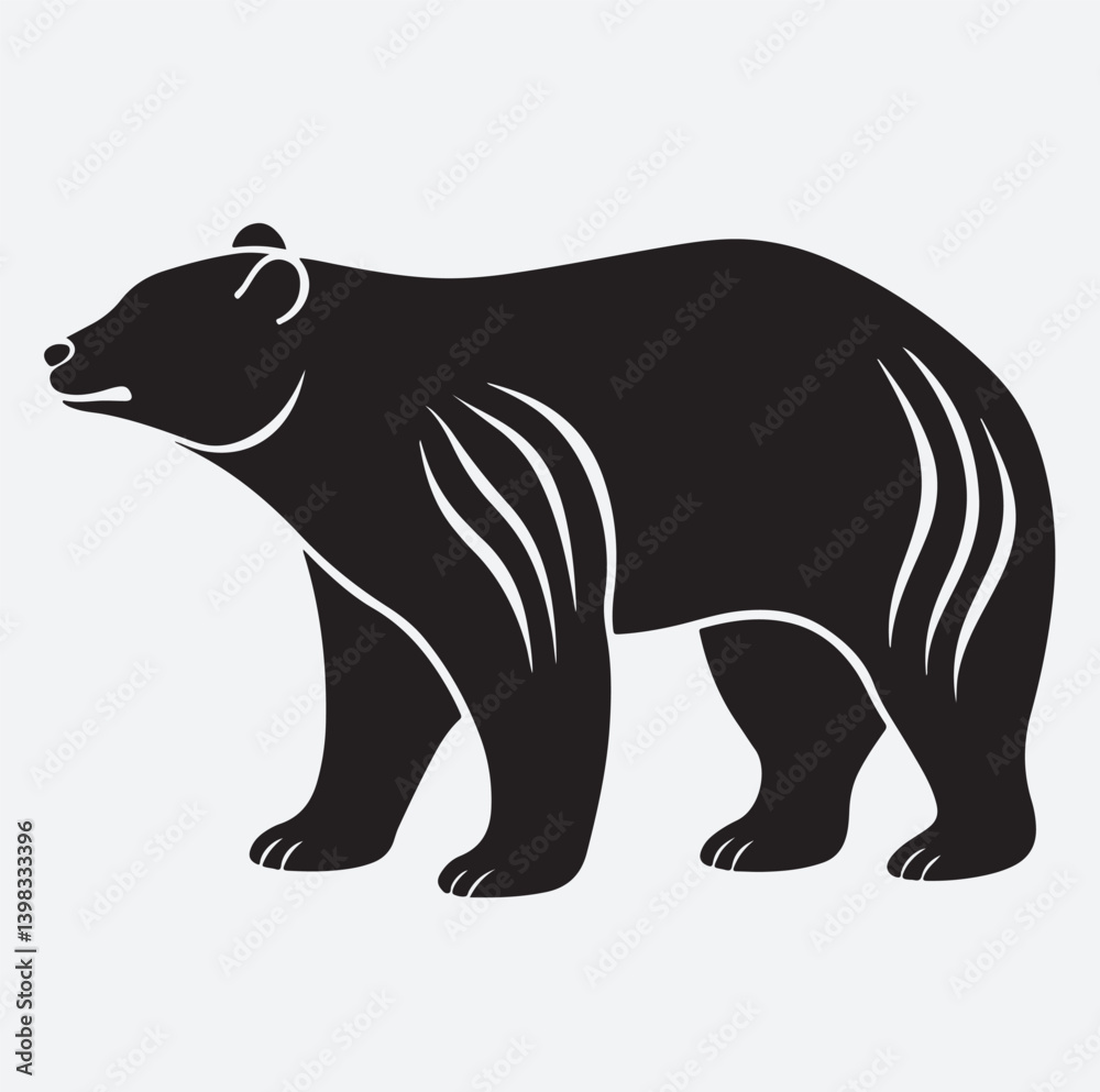 Fototapeta premium polar bear silhouette vector art illustration, vector illustration of a bear