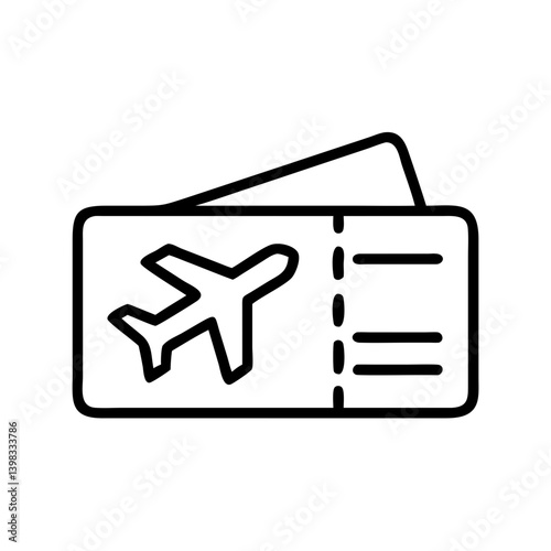 Airplane ticket vector icon for travel booking flight and tourism airline boarding pass design