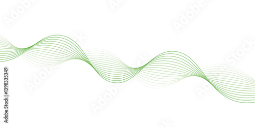 Abstract green wave on white design modern background vector illustration.. Smooth transparent horizontal green wave on white background, abstract background with green wave and transparent circles