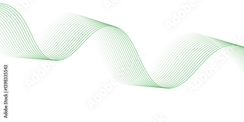 abstract green wave background. frame of abstract vector green wave melody lines on white background