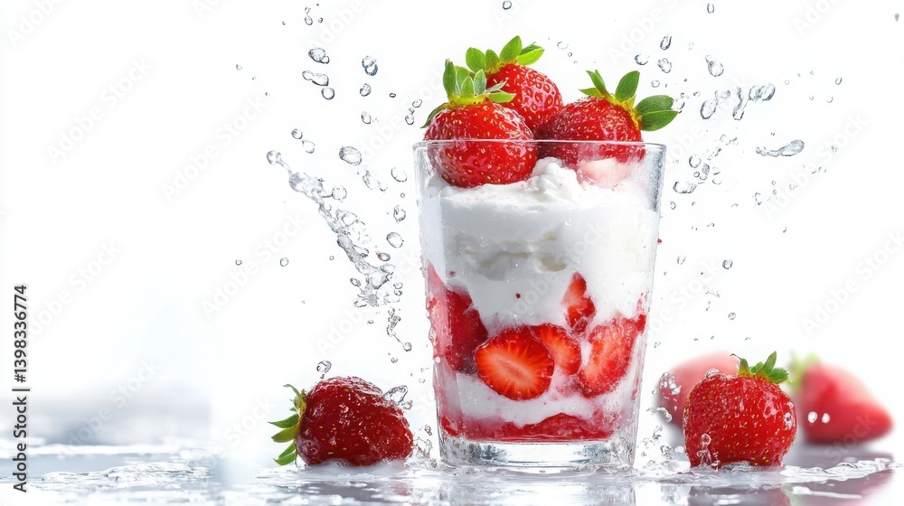 Strawberries in a glass with cream on top Strawberries in a glass with cream on top