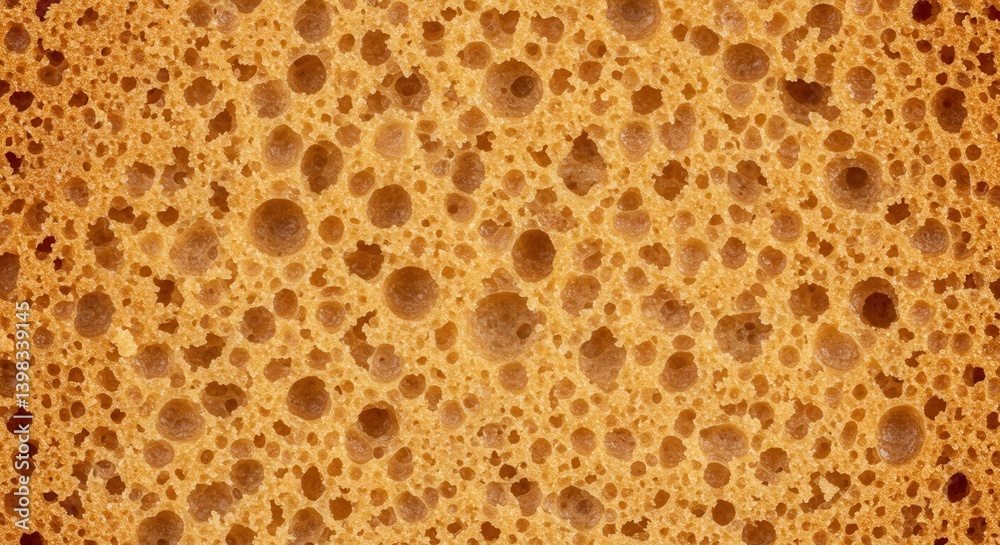 Detailed texture of a porous yellow sponge showing many tiny holes Detailed texture of a porous yellow sponge showing many tiny holes
