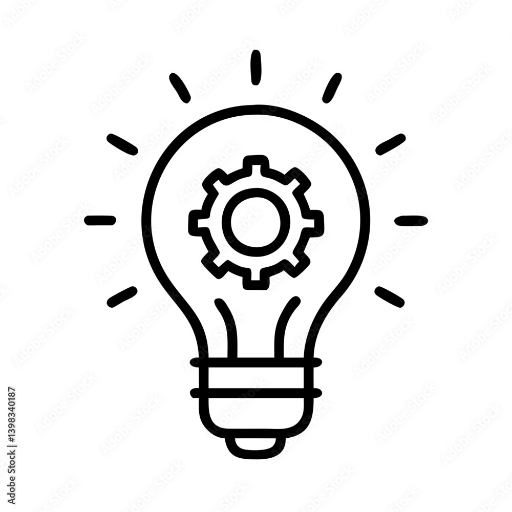Light bulb with gear inside icon vector illustration for idea innovation and solution concept Light bulb with gear inside icon vector illustration for idea innovation and solution concept
