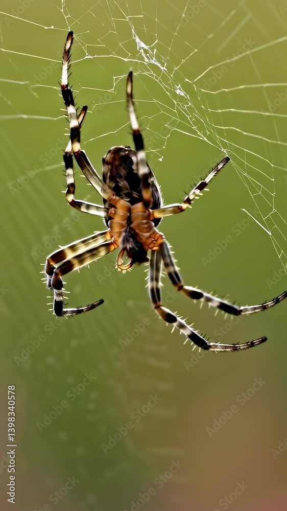 Macro Shot of Spider Weaving Web Macro Shot of Spider Weaving Web