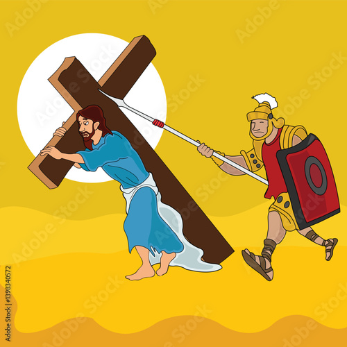 Vector illustration of Jesus Carrying the Cross, Good Friday