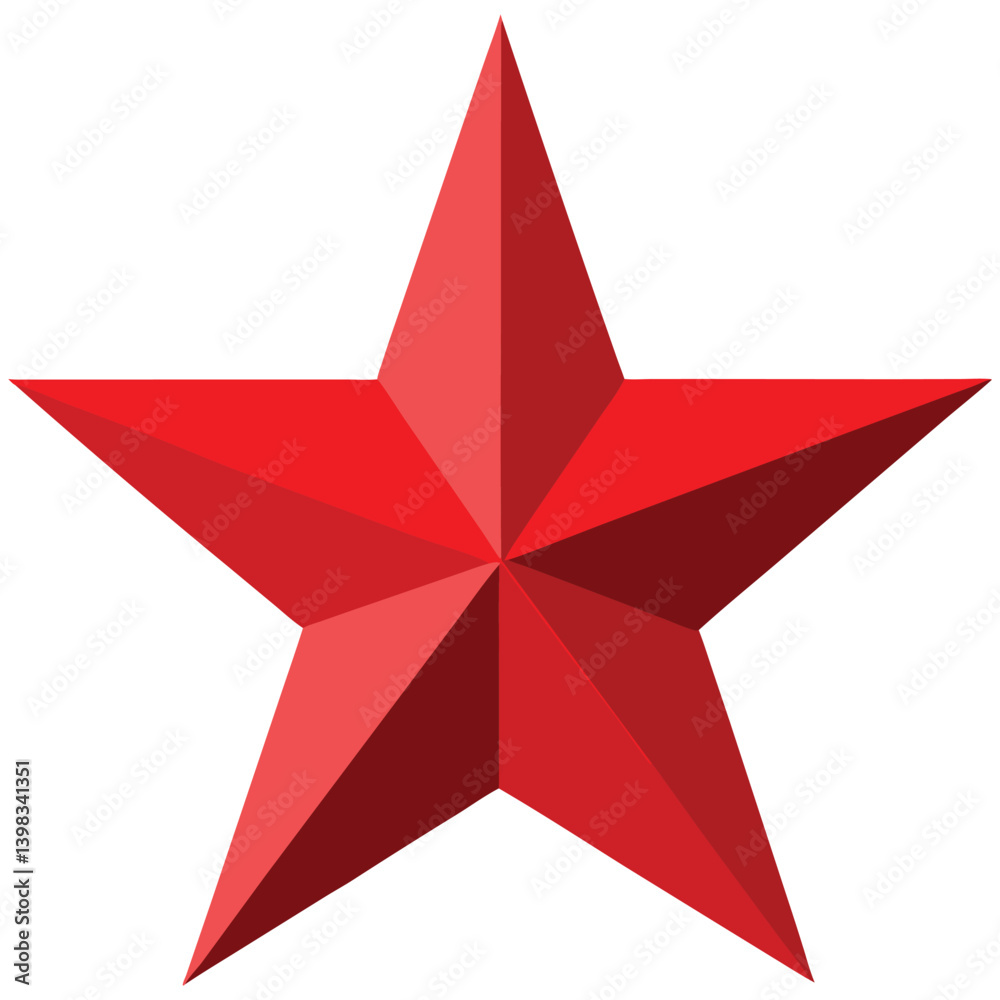 Obraz premium 3d red star vector, shiny metal star icon Png