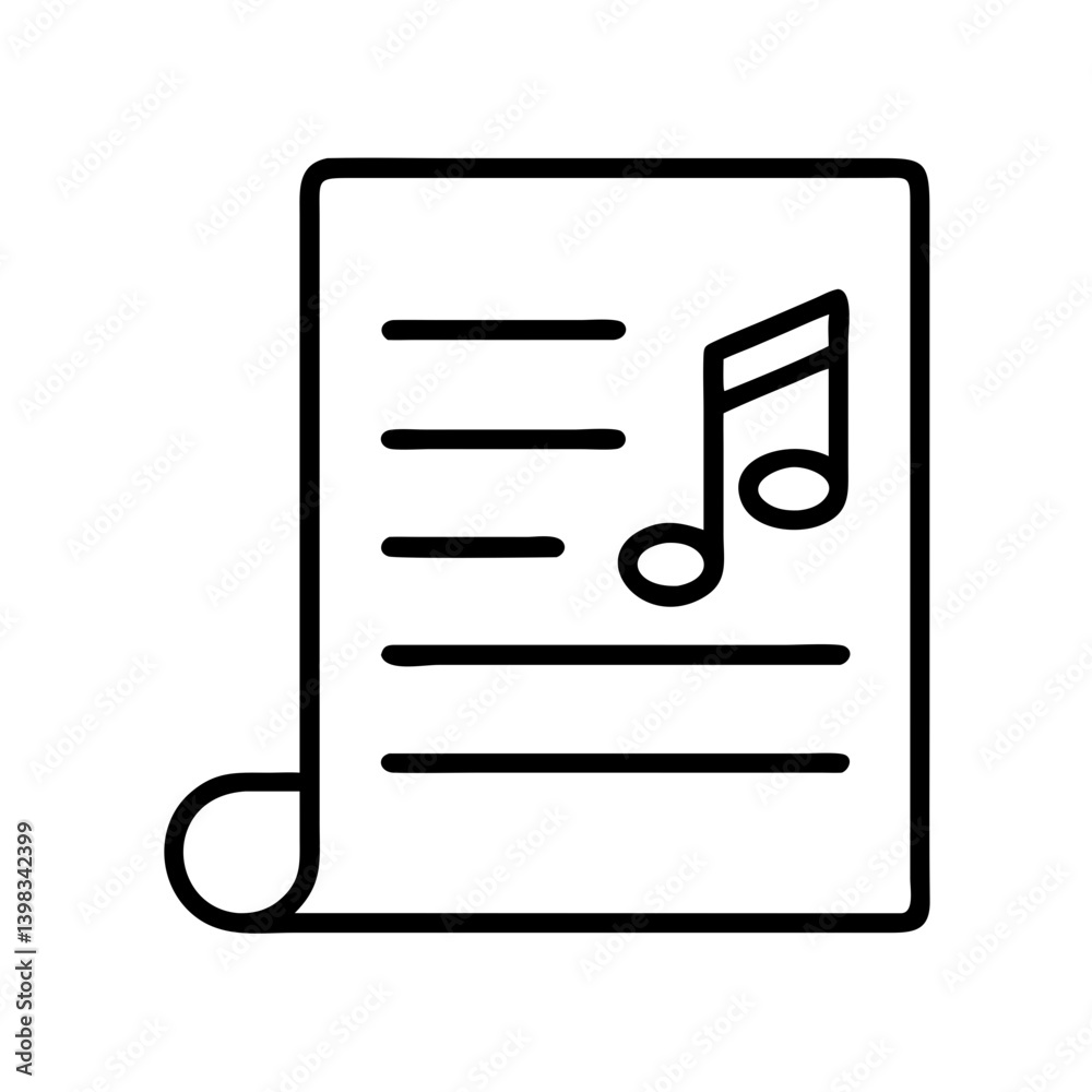 Music sheet with note icon vector illustration for musical education and performance art concept Music sheet with note icon vector illustration for musical education and performance art concept